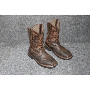 Wolverine Mens Rancher Wellington Work Boots Square Steel Toe Brown Sz 8M